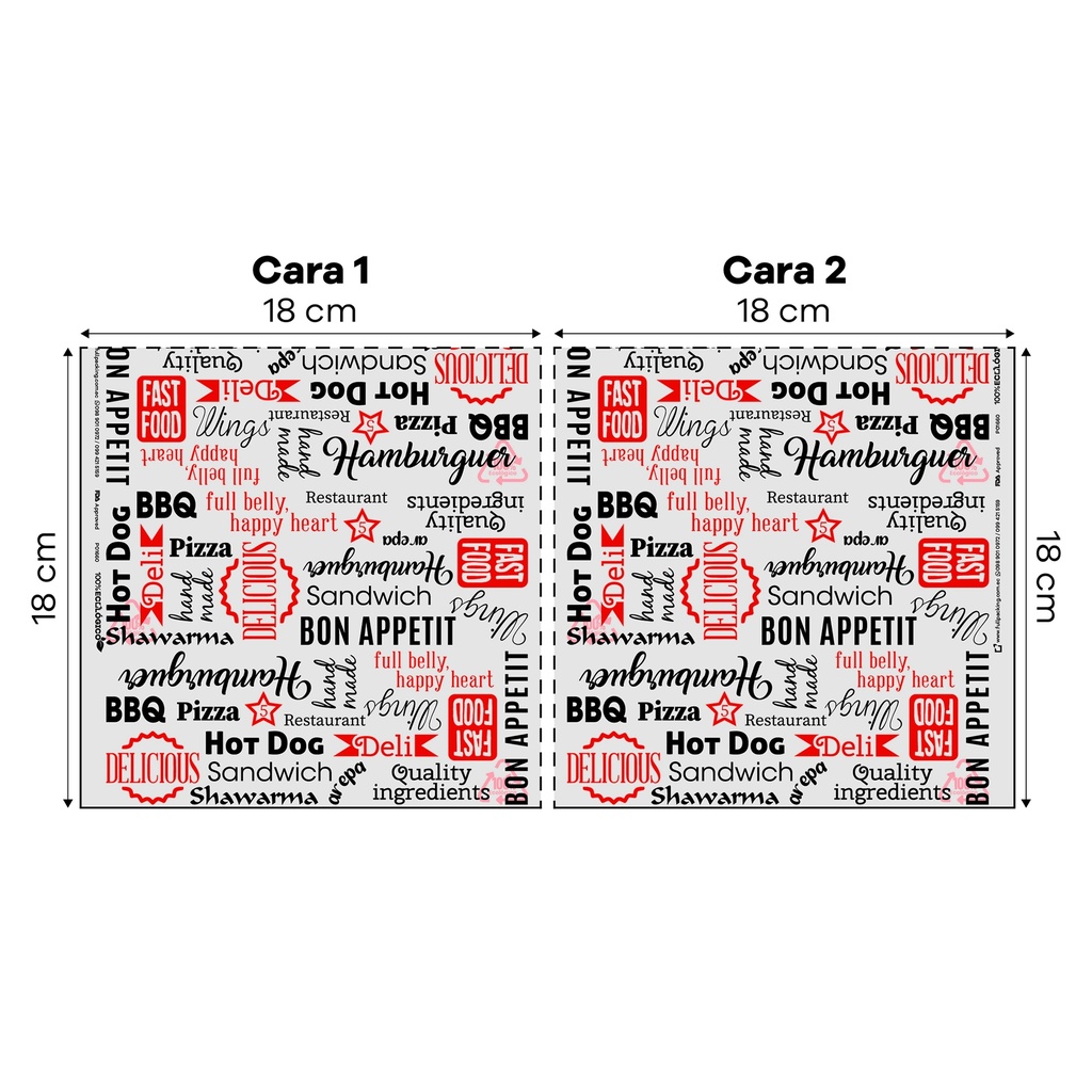 3003 BOLSILLO BLANCO IMPRESION DELI 18X18 PAQ.100 UNI - Paq100