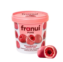 [PTCO00589] FRAMBUESAS CONGELADAS BAÑADAS EN CHOCOLATE BLANCO FRANUI PINK - Uni 150g